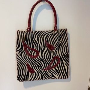 Cecconi Piero zebra print calf hair and leather tote